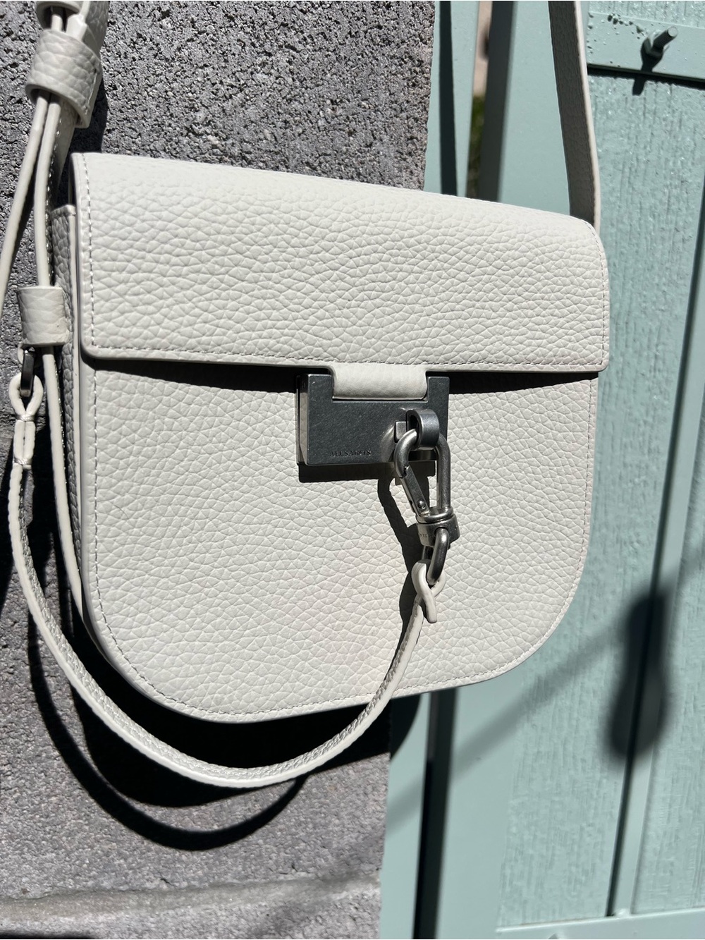 AllSaints White Pebbled Leather Crossbody Bag - Picture 2 of 6